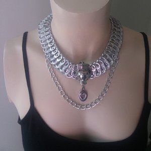 Handmade recycled fun whimsical Toilet statement necklace choker set OOAK